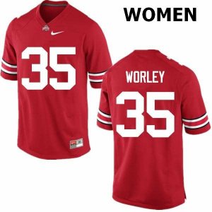 NCAA Ohio State Buckeyes Women's #35 Chris Worley Red Nike Football College Jersey QGN3045MD